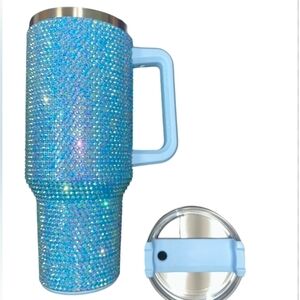 Sparkling Light Blue Rhinestone Tumblers